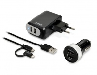Port Design Wall Car Charger 2x USB 2-in-1 EU Photo