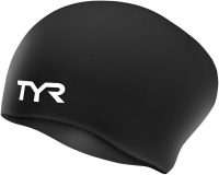 TYR Wrinkle Free Silicone Long Hair Swimming Cap - Black Photo