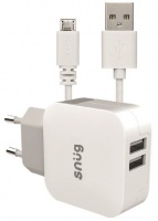 Snug 2 Port 3.4amp Charger with Micro USB Cable - White Photo