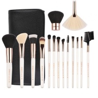 Makeup Brush Set By Zoreya - White & Rose Gold - 15 Piece Set With Bag Photo