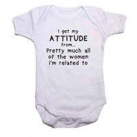 Qtees Africa I Get My Attitude From.. Pretty Much All The Women I'm Related To Short Sleeve Girls Baby Grow Photo