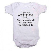 Qtees Africa I Get My Attitude From.. Pretty Much All The Men I'm Related To Short Sleeve Boys Baby Grow Photo