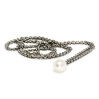 Trollbeads Fanatasy Necklace with White Pearl 60cm - Silver & Pearl Photo