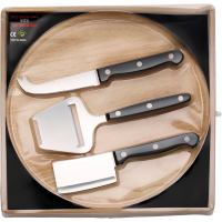 Eco - Wooden Cheese Board with 3 Knives Photo