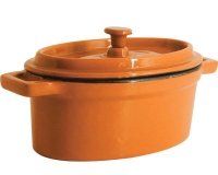 Nova Oval Enamelled Cast Iron Casserole 15x10cm - Orange Photo