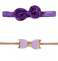 Croshka Designs Set of Two Bow Headbands in Purple Colour Photo
