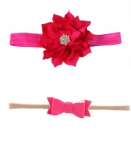 Croshka Designs Set of Two Flower & Bow Headbands in Hot Pink Photo