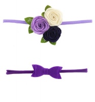 Croshka Designs Set of Two Roses & Bow Headbands in Purple Photo