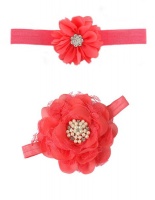 Croshka Designs Set of Two Flower Headbands in Coral Colour Photo