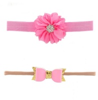Croshka Designs Set of Two Flower & Bow Headbands in Pink Colour Photo