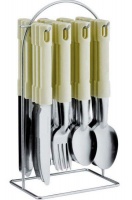 24 Piece Cutlery Set With Stand - Cream Photo