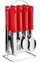 24 Piece Cutlery Set With Stand - Red Photo