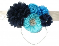 Baby Headbands Belly Bandz Maternity Band - Navy Silver & Turquoise Photo