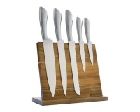 Eetrite 6 Piece Magnetic Knife Block Set with Acacia Stand Photo