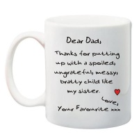 Qtees Africa Dear Dad Thanks For Putting Up with My Sister Printed Mug - White Photo