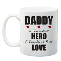 Qtees Africa Daddy - A Son's First Hero - A Daughters First Love Printed Mug - White Photo