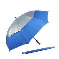 Alice Umbrellas Double Layer Windproof Fibreglass Golf - Silver/Royal Photo