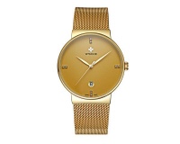 Elite Date Ultra Thin Mesh Band Stainless Men's Steel Watch - Gold Photo