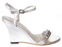Lavanda Wedge Sandal with Diamante Trim - Silver Photo