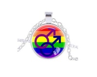 Blue & Purple Male Sign on Rainbow Background Pendant & Necklace Photo