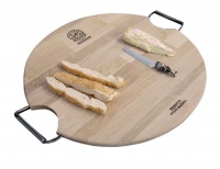 Trudeau Round Serving Board with Double Iron Handles Photo
