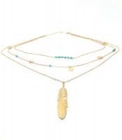 Lakota Inspirations Triple Layered Feather Necklace - Gold Photo
