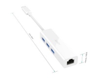 Aukey USB-C to 3-Port USB 3.0 Hub - White Photo