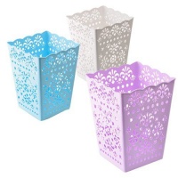 Bulk Pack of 3x Plastic Lace Wastepaper Basket Photo