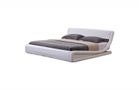 Hazlo Gabriela Modern Curve Style Faux Leather Bed Base - White Photo