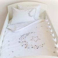 Babes and Kids Starry Night Egyptian Cotton Baby Duvet Cover Set - Stone Photo