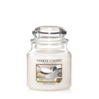Yankee Candle Classic Baby Powder Scented Medium Candle Jar Photo