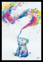 Marc Allante - Spring Baby Elephant Poster with Black Frame Photo