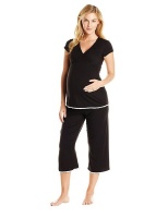 Absolute Maternity Cap Sleeve Crossover Pyjamas - Black Photo