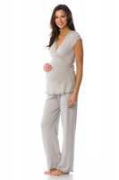 Absolute Maternity Crossover Long Pyjamas - Melange Photo