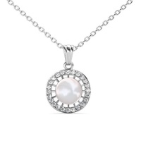Destiny Pearl Halo Embellished Necklace with Swarovski Crystals Photo