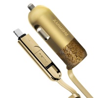 Remax Finchy 3.4A 3" 1 Micro USB Car Charger - Gold Photo