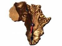 Wall Clock-Engraved Hardwood- Leopard of Africa Photo