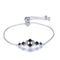 Dhia Black Square Bracelet in Sterling Silver Made with Crystals from Swarovski Photo