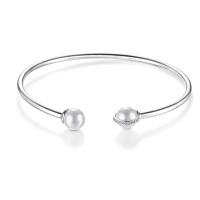 Dhia Pearl Bangle in Sterling Silver Made with Crystals from Swarovski - 21cm Photo