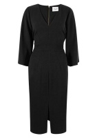 Closet London Ladies V-Neck Flared Sleeve Dress - Black Photo