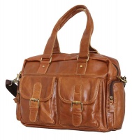 Fino Genuine Leather 15" Messenger Bag - Brown Photo