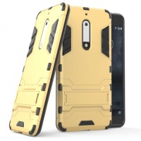 Nokia 2-in-1 Hybrid Dual Shockproof Stand Case for 5 - Gold Photo