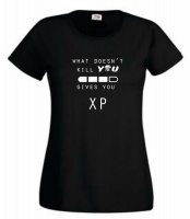 Thinking out Loud Ladies "WHAT DOESN'T KILL YOU GIVES YOU XP" Short Sleeve T-Shirt - Black Photo