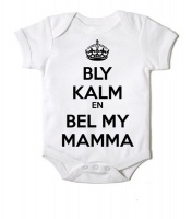 Just Kidding Junior "BLY KALM EN BEL MY MAMMA" Short Sleeve Onesie - White Photo