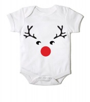 Just Kidding Junior "Reindeer" Short Sleeve Onesie - White Photo