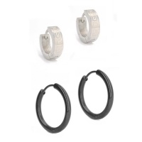 Xcalibur Grecian Huggie & Black Sleeper Earrings - 2 Pack Photo
