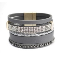 Lily & Rose Multi Row Bracelet with Magnetic Clasp - Grey Photo