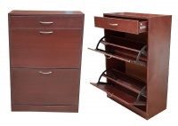 Softy Home Shoe Cabinet with 2 Doors & 1 Drawer - Mahogany Photo
