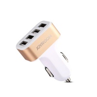 Joyroom 4 USB Port Quick Charge Car Charger - Gold & White Photo