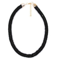 Lily & Rose Coiled Seed Bead Necklace - Black Photo